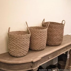 Storage Baskets Zentique Hand Woven Cylindrical Wicker Seagrass Small Basket With Handles -Brita shop brown zentique storage baskets zenws b16 s 31 1000