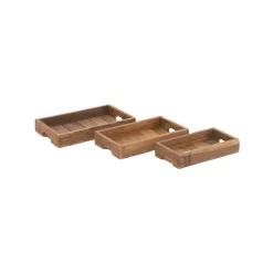 Decorative Trays LITTON LANE Farmhouse Brown Decorative Wooden Trays (Set Of 3) -Brita shop browns tans litton lane decorative trays 45263 c3 1000