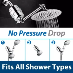 Showerhead Filters ISPRING 15-Stage High Output Universal Shower Filter Water Filtration System With Replaceable Cartridge In Chrome -Brita shop chrome ispring fixed shower heads sf3s 44 1000