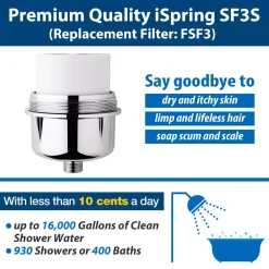 Showerhead Filters ISPRING 15-Stage High Output Universal Shower Filter Water Filtration System With Replaceable Cartridge In Chrome -Brita shop chrome ispring fixed shower heads sf3s 4f 1000