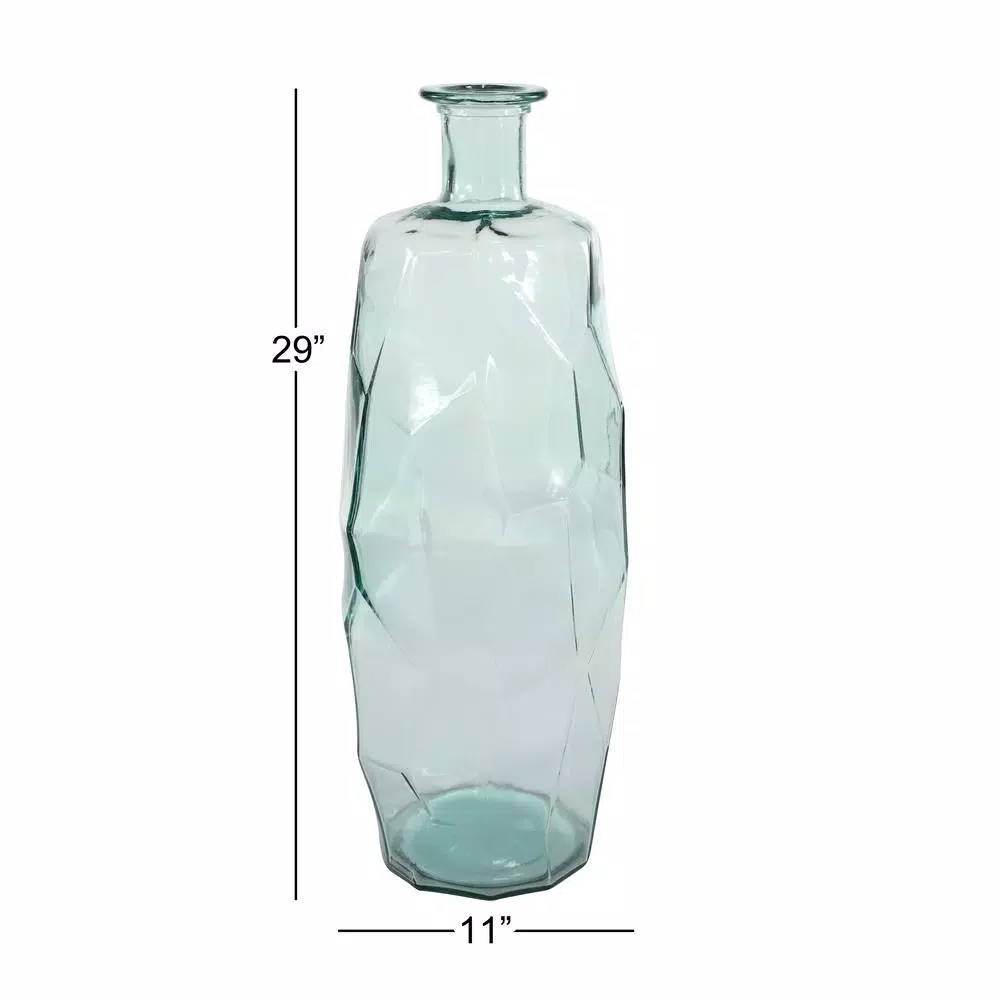 Vases LITTON LANE Extra Large Decorative Soda Lime Glass Flower Vase With Angular, Geometric Body 8 Vases LITTON LANE Extra Large Decorative Soda Lime Glass Flower Vase With Angular, Geometric Body - Image 6