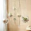 Vases Two’s Company Handcrafted Macrame Clear Plant Hangers/Candleholders Includes Cream Colored Cotton Rope And Glass Bowl (Set Of 5) -Brita shop clear two s company vases 51218 64 1000