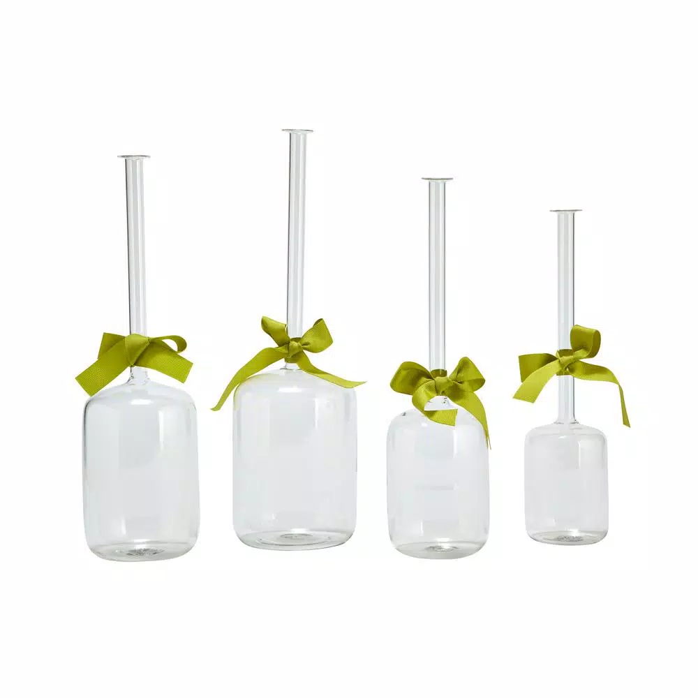 Two’s Company 4-Sizes Sleek And Chic With Sage Green Ribbon Includes Clear Jug Vases (Set Of 4) 4 Two’s Company 4-Sizes Sleek And Chic With Sage Green Ribbon Includes Clear Jug Vases (Set Of 4) - Image 2