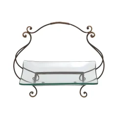 Decorative Trays LITTON LANE 20 In. X 17 In. New Traditional Iron And Glass Cartouche Plate Server -Brita shop copper litton lane decorative trays 68543 c3 1000