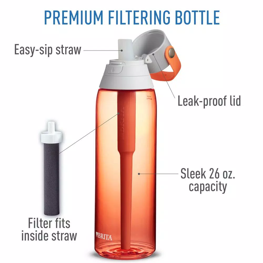 Water Filter Pitchers Brita Premium 26 Oz. Coral Filtering Water Bottle, BPA Free 5 Water Filter Pitchers Brita Premium 26 Oz. Coral Filtering Water Bottle, BPA Free - Image 3