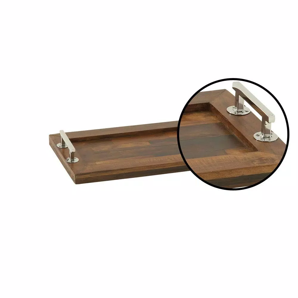 Decorative Trays LITTON LANE Brown Rectangular Tray With Silver Stainless Steel Handles 11 Decorative Trays LITTON LANE Brown Rectangular Tray With Silver Stainless Steel Handles - Image 9