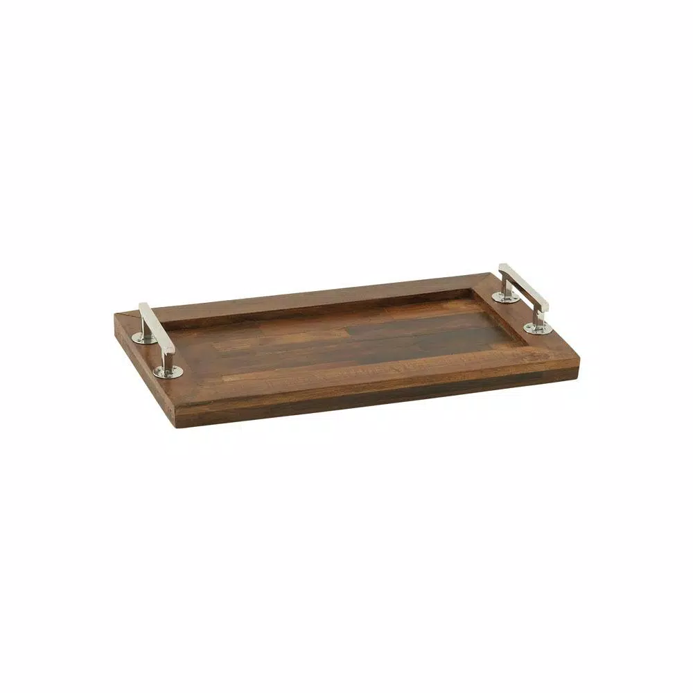 Decorative Trays LITTON LANE Brown Rectangular Tray With Silver Stainless Steel Handles 10 Decorative Trays LITTON LANE Brown Rectangular Tray With Silver Stainless Steel Handles - Image 8