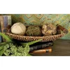 Decorative Trays LITTON LANE Dark Brown And Light Brown Tight Braid Seagrass Boat-Shaped Trays With Cherrywood Dowell Handles (Set Of 3)