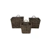 LITTON LANE Large Square Water Hyacinth Wicker Dark Brown Storage Baskets (Set Of 3) -Brita shop dark brown litton lane storage baskets 99880 64 1000