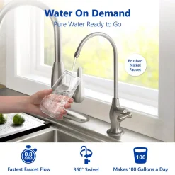 Water Filtration Systems Express Water Express Water Reverse Osmosis 5 Stage Water Filtration System – With Faucet, Tank, And 4 Replacement Filters – 100 GPD -Brita shop deluxe brushed nickel express water reverse osmosis systems ro10dxbn a0 1000