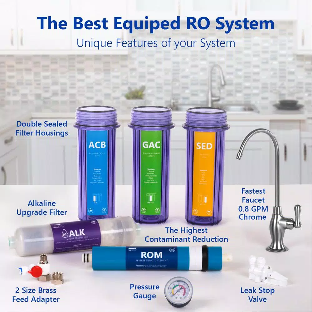 Water Filtration Systems Express Water Reverse Osmosis Alkaline Water Filtration System – 10 Stage RO Water Filter With Faucet And Tank – 100 GPD 7 Water Filtration Systems Express Water Reverse Osmosis Alkaline Water Filtration System – 10 Stage RO Water Filter With Faucet And Tank – 100 GPD - Image 5