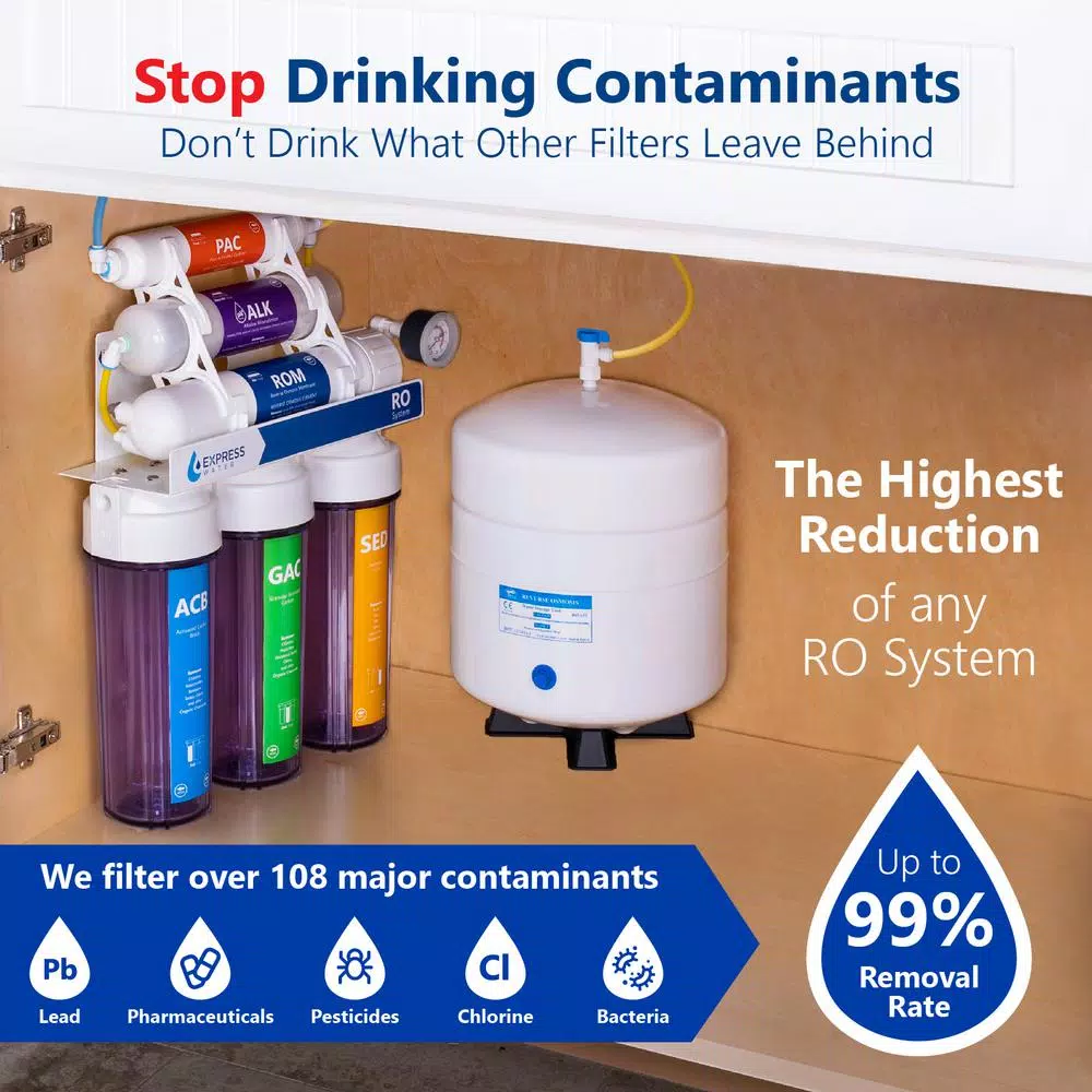 Water Filtration Systems Express Water Reverse Osmosis Alkaline Water Filtration System – 10 Stage RO Water Filter With Faucet And Tank – 100 GPD 5 Water Filtration Systems Express Water Reverse Osmosis Alkaline Water Filtration System – 10 Stage RO Water Filter With Faucet And Tank – 100 GPD - Image 3