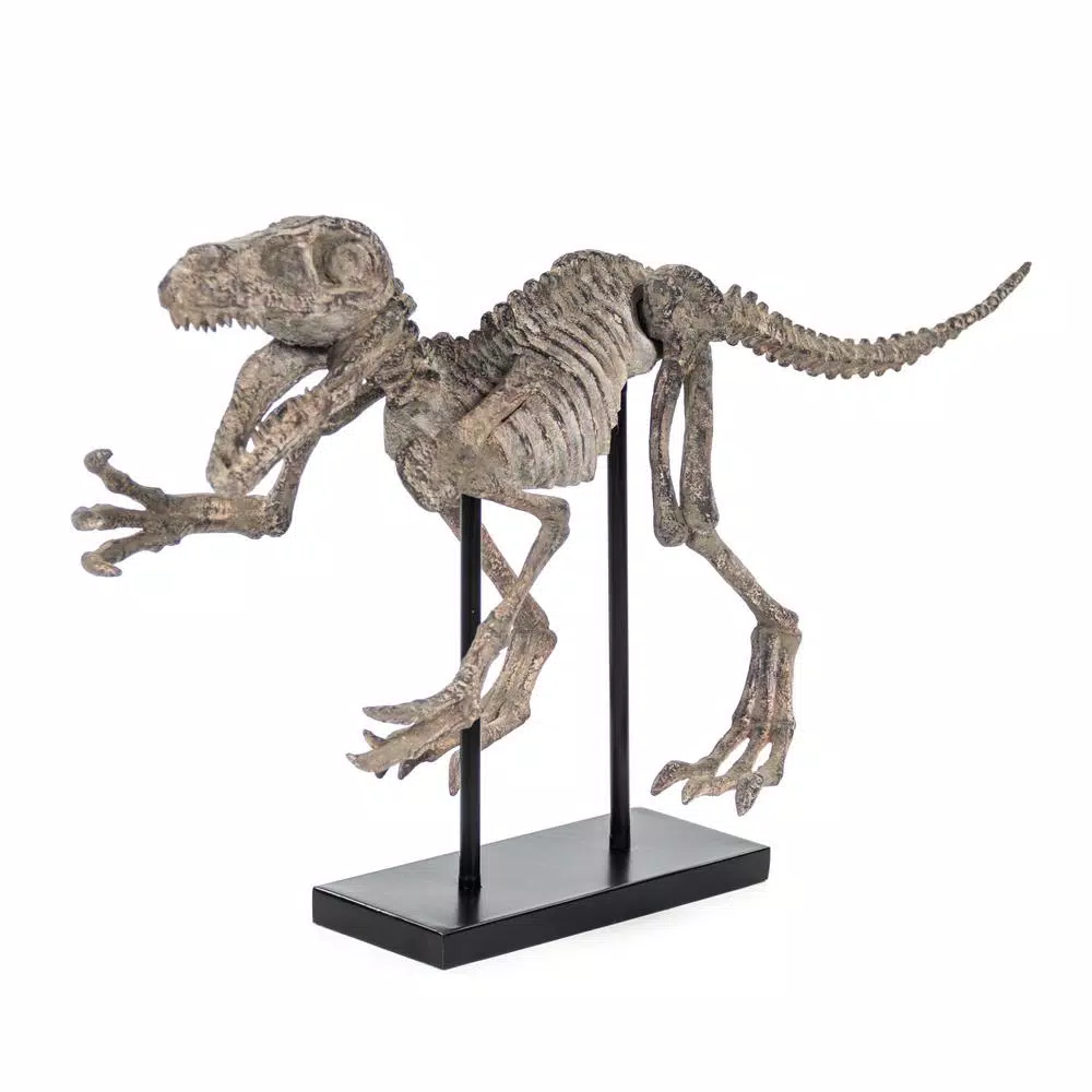Sculptures Zentique Polyresin Distressed Brown/Grey Velociraptor On Black Base 5 Sculptures Zentique Polyresin Distressed Brown/Grey Velociraptor On Black Base - Image 3