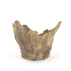 Sculptures Zentique Small Wooden Tree Trunk Sculpture In Distressed Brown Finish