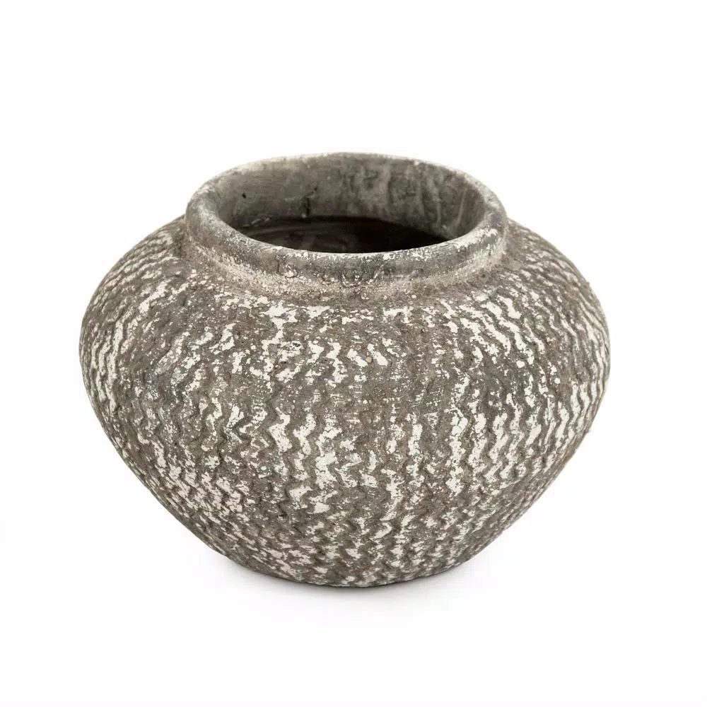 Vases Zentique Cement Wavy Grey Small Decorative Vase 4 Vases Zentique Cement Wavy Grey Small Decorative Vase - Image 3