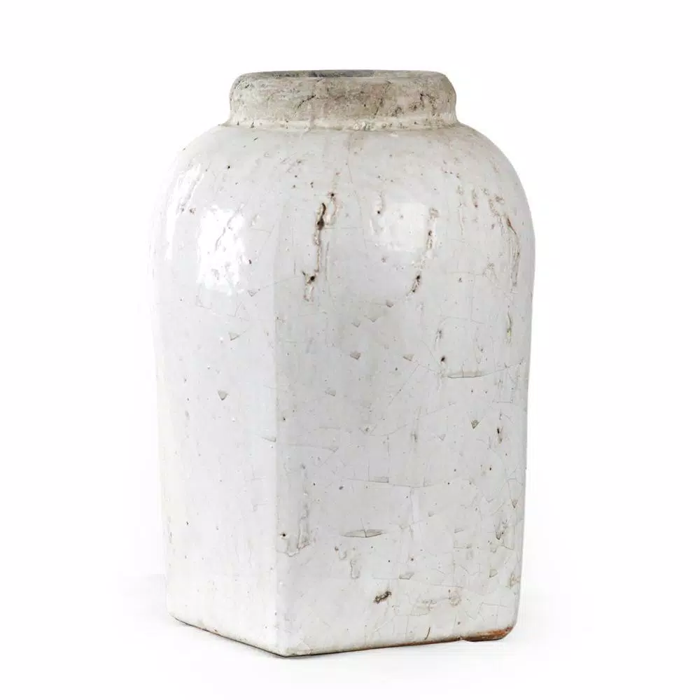 Vases Zentique Stoneware Distressed White Medium Decorative Vase 4 Vases Zentique Stoneware Distressed White Medium Decorative Vase - Image 2