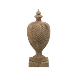 Sculptures Zentique Wooden Spiral Carved Detailed Julius Urn
