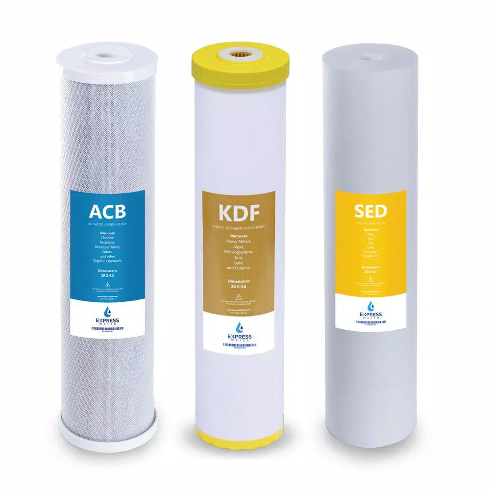 Replacement Water Filters Express Water Express Water – Whole House Heavy Metal Water Filter Set – Sediment, Carbon Block, KDF – 5 Micron – 4.5” X 20” Inch 3 Replacement Water Filters Express Water Express Water – Whole House Heavy Metal Water Filter Set – Sediment, Carbon Block, KDF – 5 Micron – 4.5” X 20” Inch