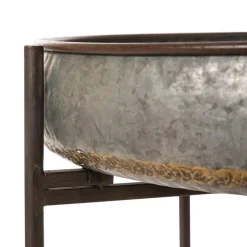 Decorative Trays Glitzhome 25.79 In. H Galvanized Metal Farmhouse Shelf With Removable Round Tray -Brita shop galvanized glitzhome decorative trays gh1002004185 1f 1000