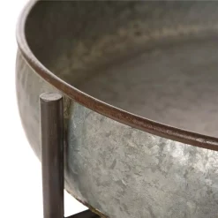 Decorative Trays Glitzhome 25.79 In. H Galvanized Metal Farmhouse Shelf With Removable Round Tray -Brita shop galvanized glitzhome decorative trays gh1002004185 e1 1000