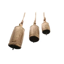 Sculptures Benzara Gold 3-Piece Metal Animal Harmony Bell With Rope -Brita shop gold benzara sculptures bm01066 c3 1000