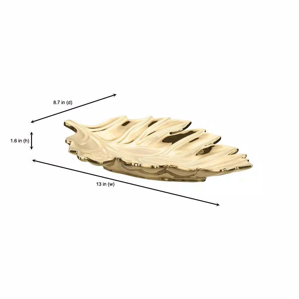 Decorative Trays Home Decorators Collection Gold Ceramic Decorative Leaf Tray 4 Decorative Trays Home Decorators Collection Gold Ceramic Decorative Leaf Tray - Image 2