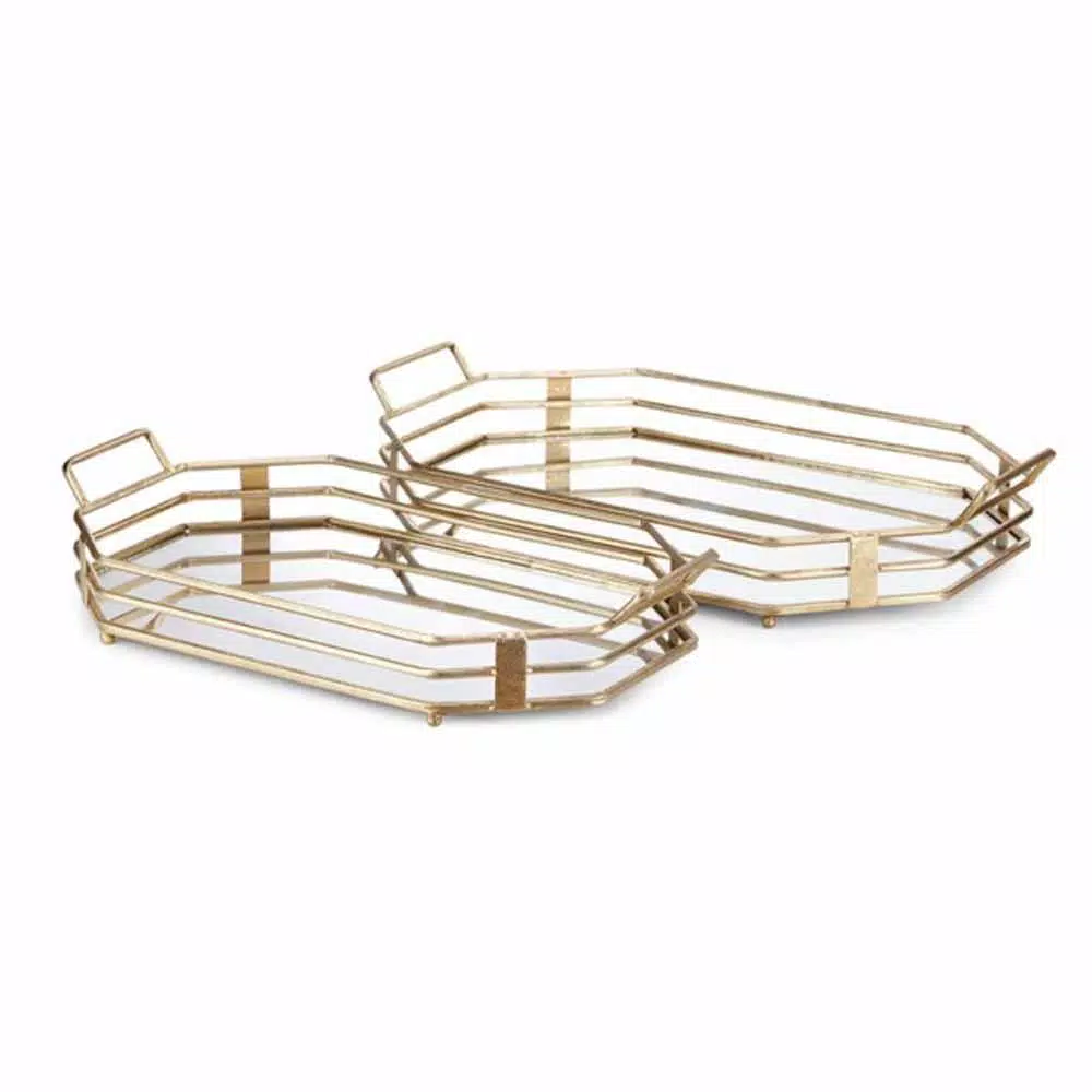 Decorative Trays IMAX Piculla Gold Trays (Set Of 2) 3 Decorative Trays IMAX Piculla Gold Trays (Set Of 2)