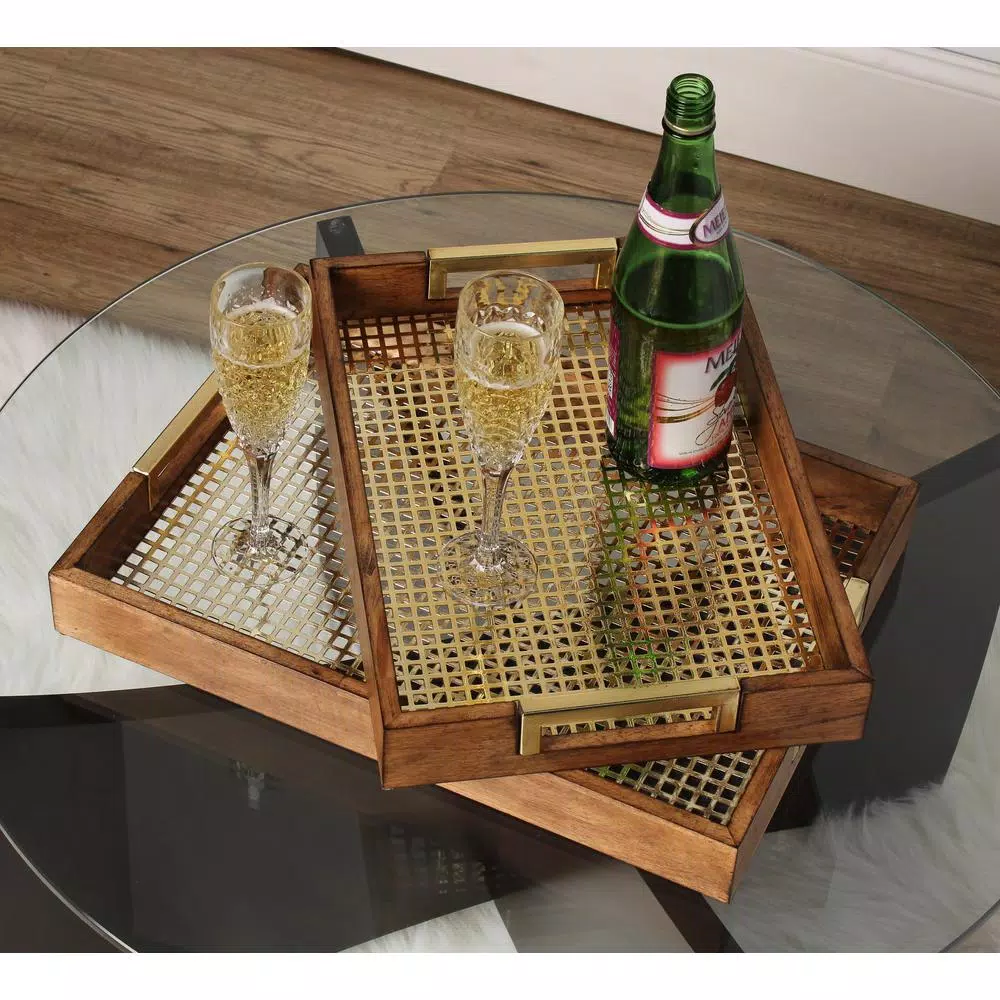 Decorative Trays Kate And Laurel Hanneli Gold Decorative Tray (Set Of 2) 6 Decorative Trays Kate And Laurel Hanneli Gold Decorative Tray (Set Of 2) - Image 4