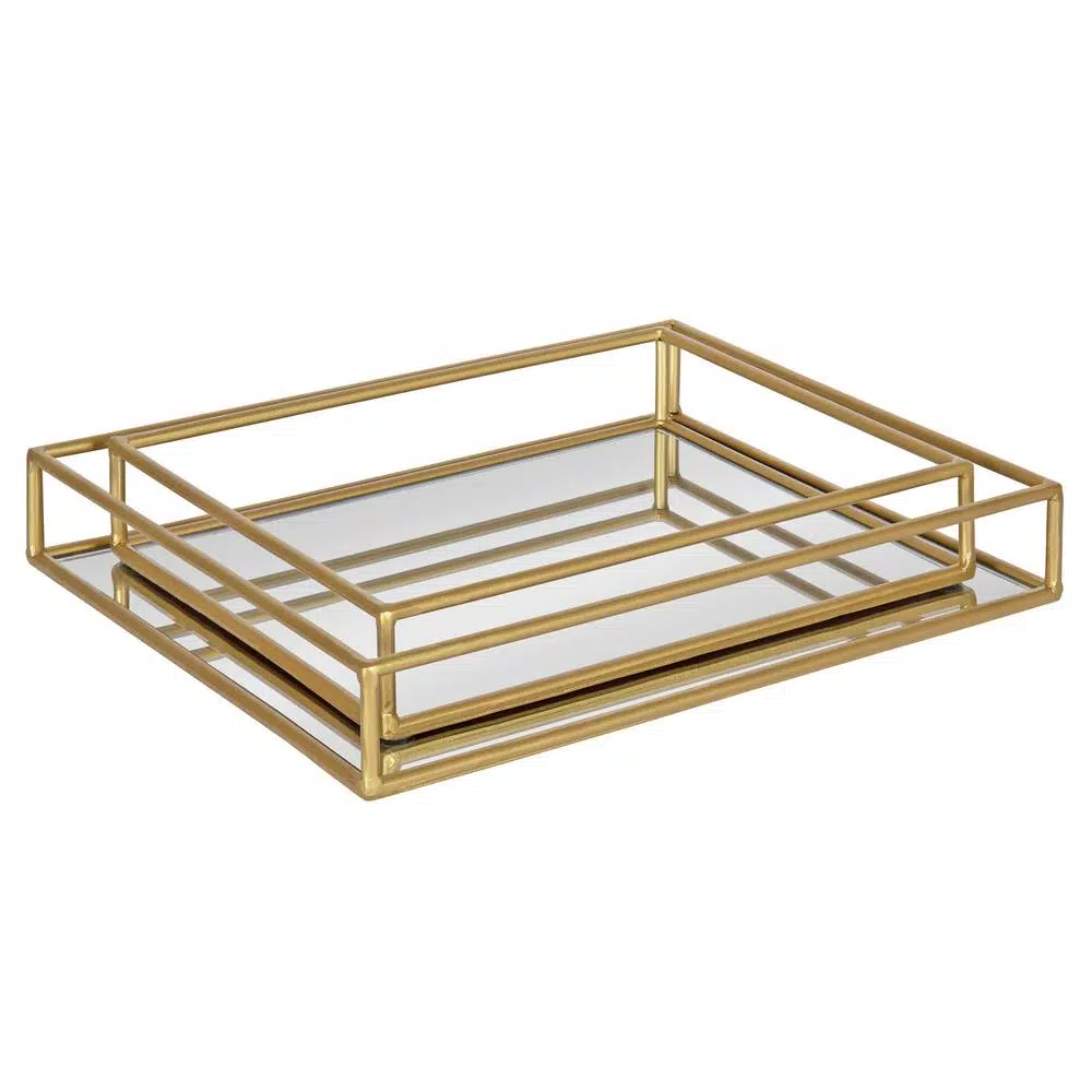 Decorative Trays Kate And Laurel Felicia 11 In. X 2 In. X 14 In. Gold Decorative Wall Shelf 6 Decorative Trays Kate And Laurel Felicia 11 In. X 2 In. X 14 In. Gold Decorative Wall Shelf - Image 4