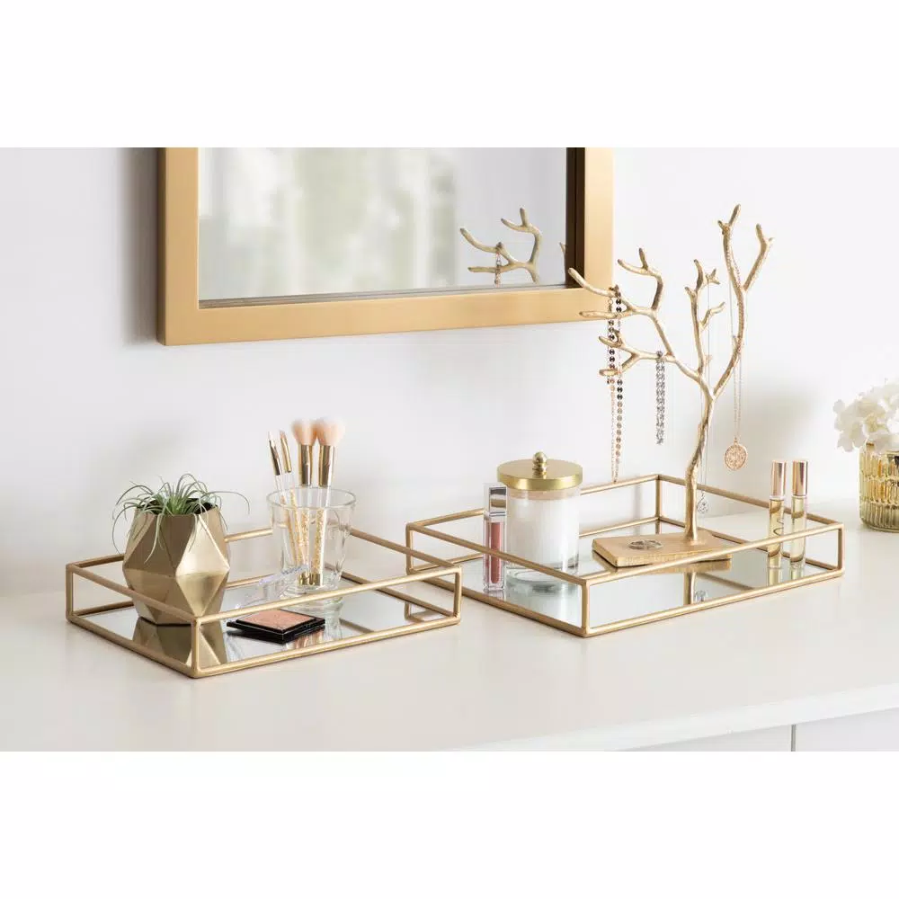 Decorative Trays Kate And Laurel Felicia 11 In. X 2 In. X 14 In. Gold Decorative Wall Shelf 9 Decorative Trays Kate And Laurel Felicia 11 In. X 2 In. X 14 In. Gold Decorative Wall Shelf - Image 7