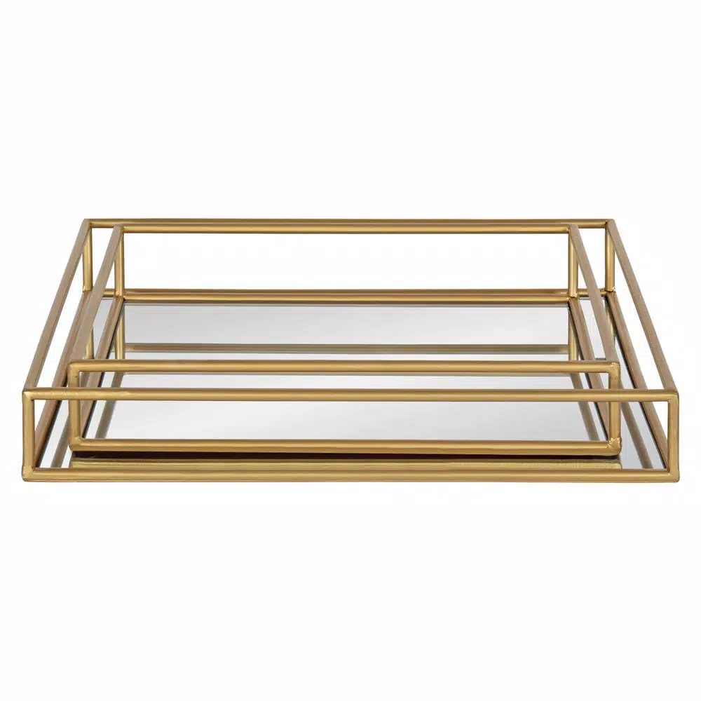 Decorative Trays Kate And Laurel Felicia 11 In. X 2 In. X 14 In. Gold Decorative Wall Shelf 7 Decorative Trays Kate And Laurel Felicia 11 In. X 2 In. X 14 In. Gold Decorative Wall Shelf - Image 5