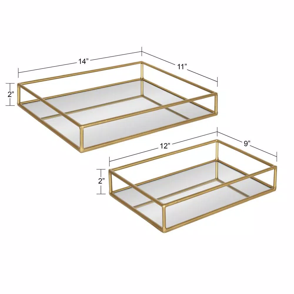 Decorative Trays Kate And Laurel Felicia 11 In. X 2 In. X 14 In. Gold Decorative Wall Shelf 4 Decorative Trays Kate And Laurel Felicia 11 In. X 2 In. X 14 In. Gold Decorative Wall Shelf - Image 2