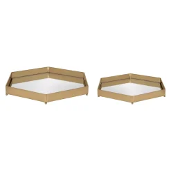 Decorative Trays Kate And Laurel Joelyn 12 In. X 12 In. X 2 In. Gold Decorative Wall Shelf