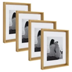 Picture Frames Kate And Laurel Calter 11 In. X 14 In. Matted To 8 In. X 10 In. Gold Picture Frame (Set Of 4)