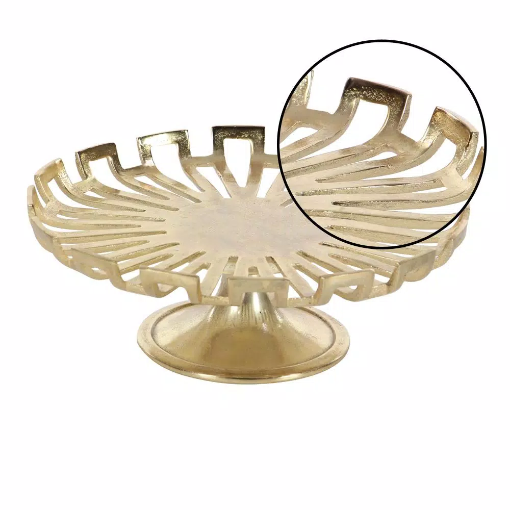 Decorative Trays LITTON LANE 15 In. X 5 In. Gold-Finished Aluminum Cake Plate 5 Decorative Trays LITTON LANE 15 In. X 5 In. Gold-Finished Aluminum Cake Plate - Image 3