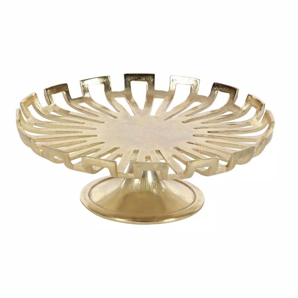 Decorative Trays LITTON LANE 15 In. X 5 In. Gold-Finished Aluminum Cake Plate 4 Decorative Trays LITTON LANE 15 In. X 5 In. Gold-Finished Aluminum Cake Plate - Image 2
