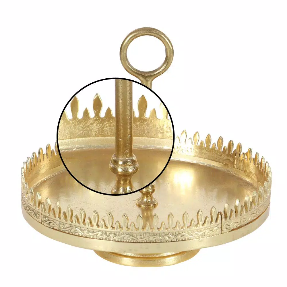 Decorative Trays LITTON LANE 13 In. X 12 In. Spiked Gold-Finished Aluminum Tray Stand 5 Decorative Trays LITTON LANE 13 In. X 12 In. Spiked Gold-Finished Aluminum Tray Stand - Image 3