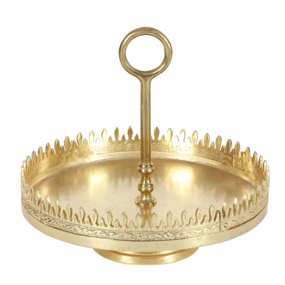 Decorative Trays LITTON LANE 13 In. X 12 In. Spiked Gold-Finished Aluminum Tray Stand 4 Decorative Trays LITTON LANE 13 In. X 12 In. Spiked Gold-Finished Aluminum Tray Stand - Image 2