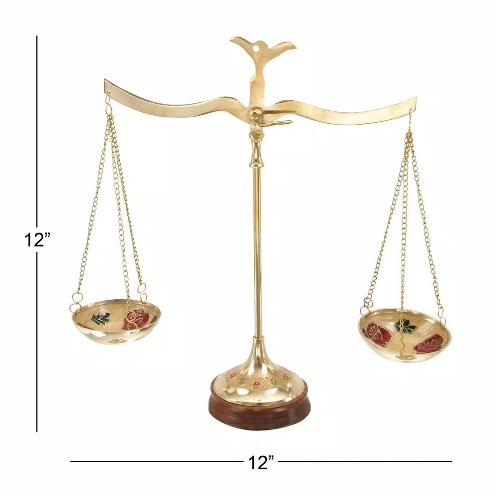 Sculptures LITTON LANE 12 In. Polished Brass Equilibrium Scale Decor 6 Sculptures LITTON LANE 12 In. Polished Brass Equilibrium Scale Decor - Image 4