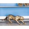 Sculptures LITTON LANE 34 In. Wild Life Polystone Leopard Sculpture In Polished Gold -Brita shop gold litton lane sculptures 59553 64 1000