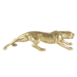 Sculptures LITTON LANE 34 In. Wild Life Polystone Leopard Sculpture In Polished Gold -Brita shop gold litton lane sculptures 59553 c3 1000