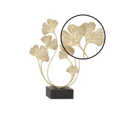 Sculptures LITTON LANE Iron Metal Gold Ginkgo Leaves On Connected Curved Stems Sculpture -Brita shop gold litton lane sculptures 74777 4f 1000