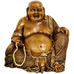 Sculptures Oriental Furniture Oriental Furniture 10 In. Sitting Hotei Happy Buddha Decorative Statue