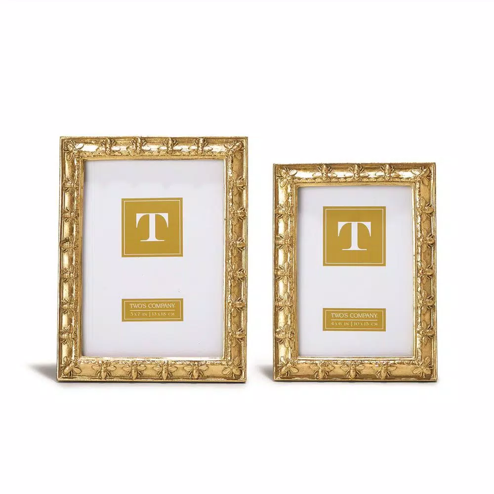 Two’s Company Bee-utiful Gold Resin Picture Frames Includes 2 Sizes: 4 In. X 6 In. And 5 In. X 7 In. (Set Of 2) 3 Two’s Company Bee-utiful Gold Resin Picture Frames Includes 2 Sizes: 4 In. X 6 In. And 5 In. X 7 In. (Set Of 2)