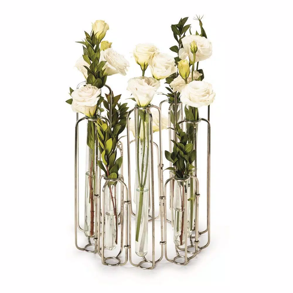 Two’s Company 28 In. Wide Lavoisier Gold Stainless Steel/Glass Hinged Flower Vases (Set Of 10) 4 Two’s Company 28 In. Wide Lavoisier Gold Stainless Steel/Glass Hinged Flower Vases (Set Of 10) - Image 2