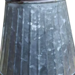 Vases Benjara Gray And Brown Galvanized Metal Corrugated Decorative Flower Vase With Curved Side Handles -Brita shop gray and brown benjara vases bm195135 1f 1000