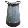 Vases Benjara Gray And Brown Galvanized Metal Corrugated Decorative Flower Vase With Curved Side Handles -Brita shop gray and brown benjara vases bm195135 64 1000