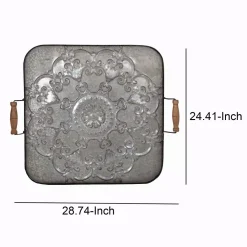 Decorative Trays Benjara Classic Fashioned Ravello Square Gray Wood And Iron Tray -Brita shop gray benjara decorative trays bm148581 44 1000