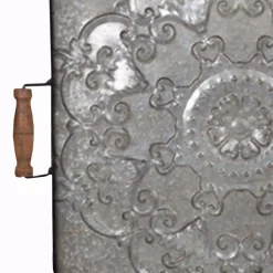 Decorative Trays Benjara Classic Fashioned Ravello Square Gray Wood And Iron Tray -Brita shop gray benjara decorative trays bm148581 4f 1000