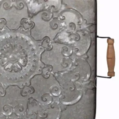 Decorative Trays Benjara Classic Fashioned Ravello Square Gray Wood And Iron Tray -Brita shop gray benjara decorative trays bm148581 c3 1000